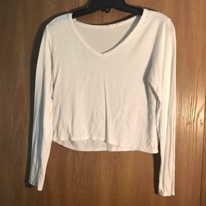 White plain cropped long sleeved shirt